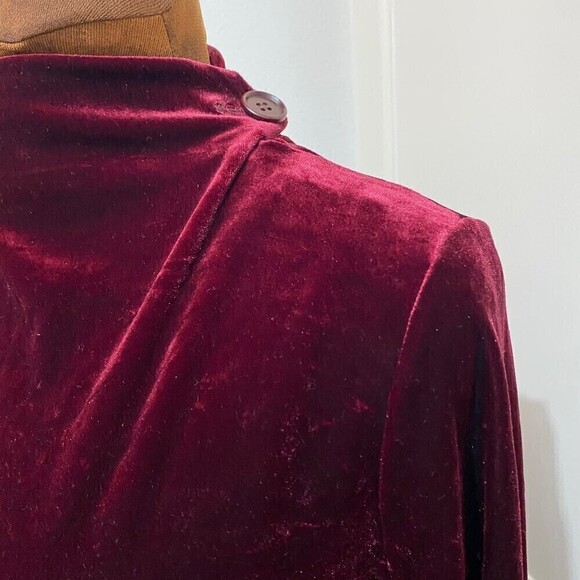 Max Studio Leon Max long knit wine velour velveteen dress Size Sz Large - Picture 3 of 9